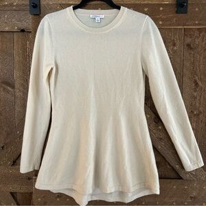 Isaak Mizrahi Cashmere Peplum Fitted Cream Sweater Top